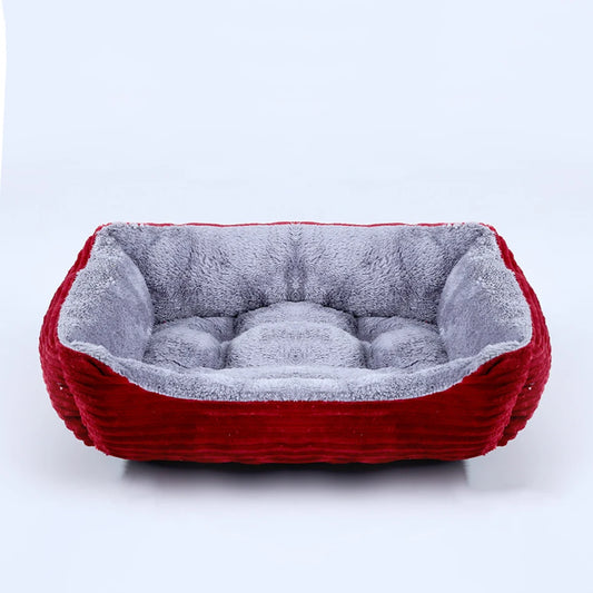 Plush Square Dog Bed - Calming Sofa Cushion for Medium and Small Pets - Pet Supplies and Accessories