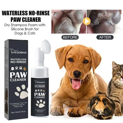 100Mlpaw Waterless Pet Shampoo and Deep Cleanser Foam for Dogs and Cats with Brush for Rinse-Free Paw Cleaning