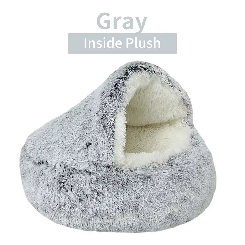 Premium 2-in-1 Winter Plush Cat Bed and Cushion - Cozy Nest for Small Dogs and Cats