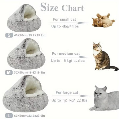 Premium 2-in-1 Winter Plush Cat Bed and Cushion - Cozy Nest for Small Dogs and Cats