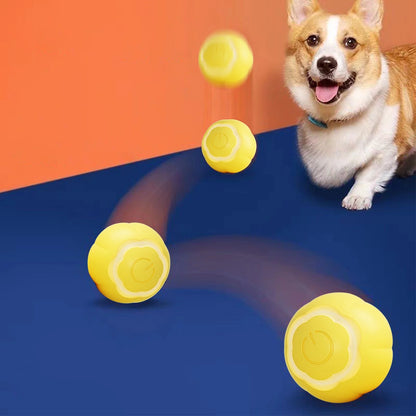 2024 New Pet Essentials Clearance Automatic Smart Teasing Dog Ball Gravity Intelligent Jump Ball Electric Charging Dog Toy Yellow