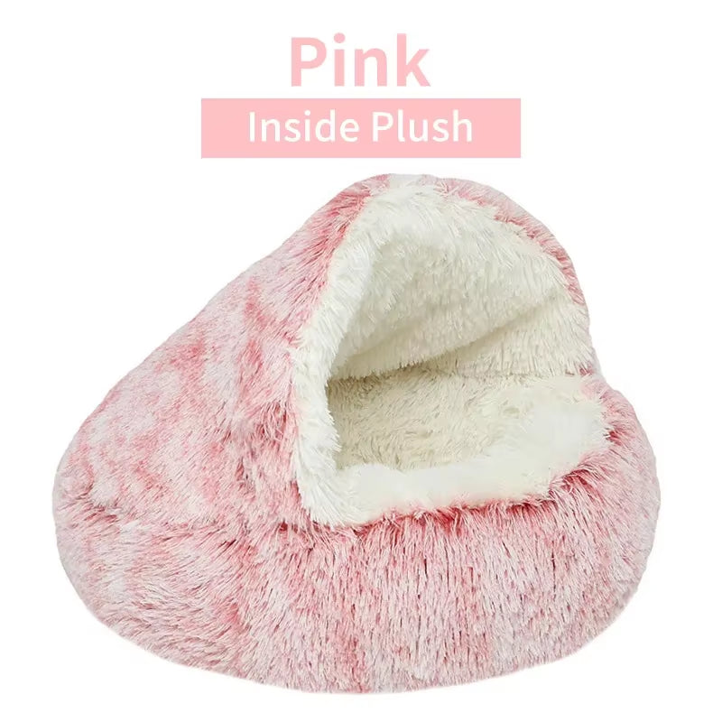 Premium 2-in-1 Winter Plush Cat Bed and Cushion - Cozy Nest for Small Dogs and Cats