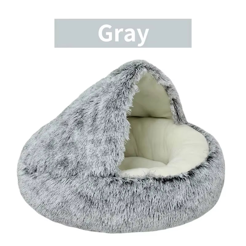 Premium 2-in-1 Winter Plush Cat Bed and Cushion - Cozy Nest for Small Dogs and Cats