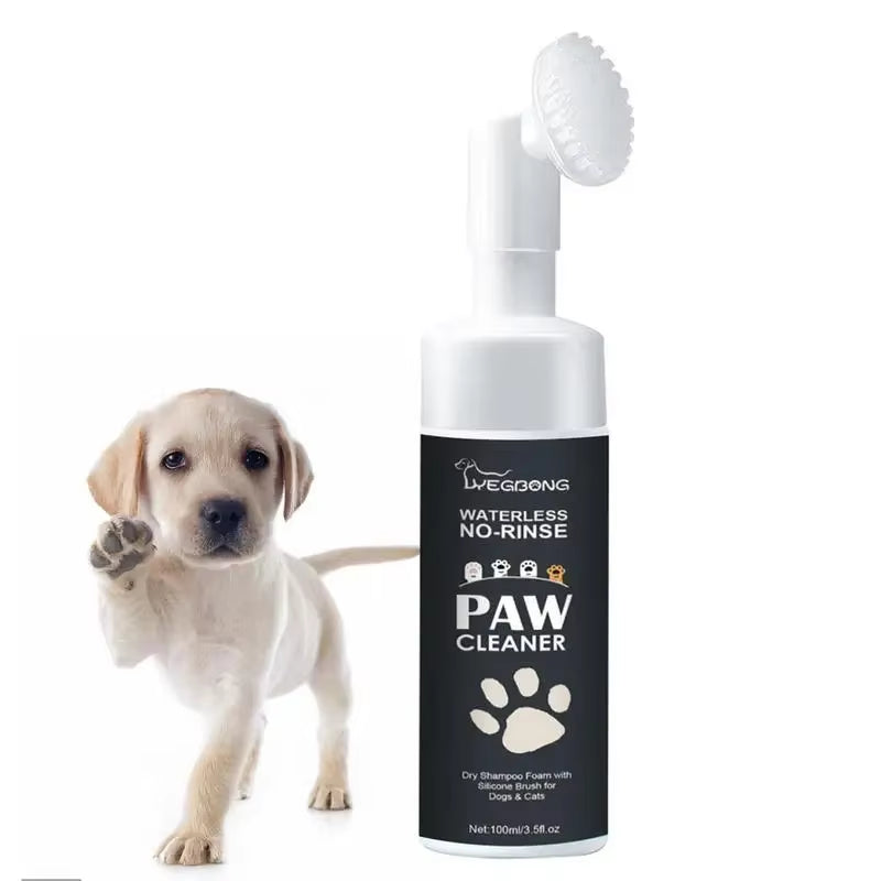 100Mlpaw Waterless Pet Shampoo and Deep Cleanser Foam for Dogs and Cats with Brush for Rinse-Free Paw Cleaning