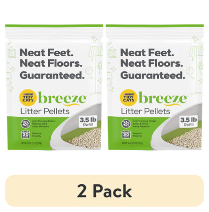 (2 Pack) Purina  Breeze Non Clumping Cat Litter Pellets, Low Dust, Odor Control, (1) 3.5 Lb. Pouch