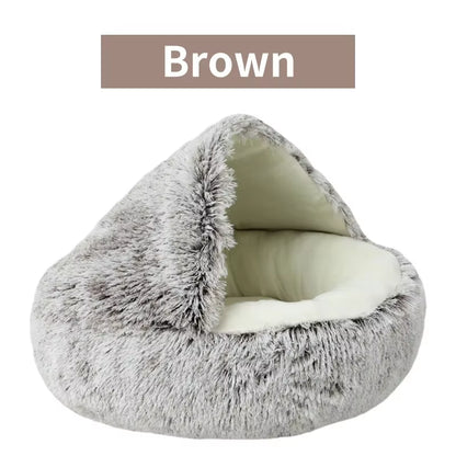 Premium 2-in-1 Winter Plush Cat Bed and Cushion - Cozy Nest for Small Dogs and Cats