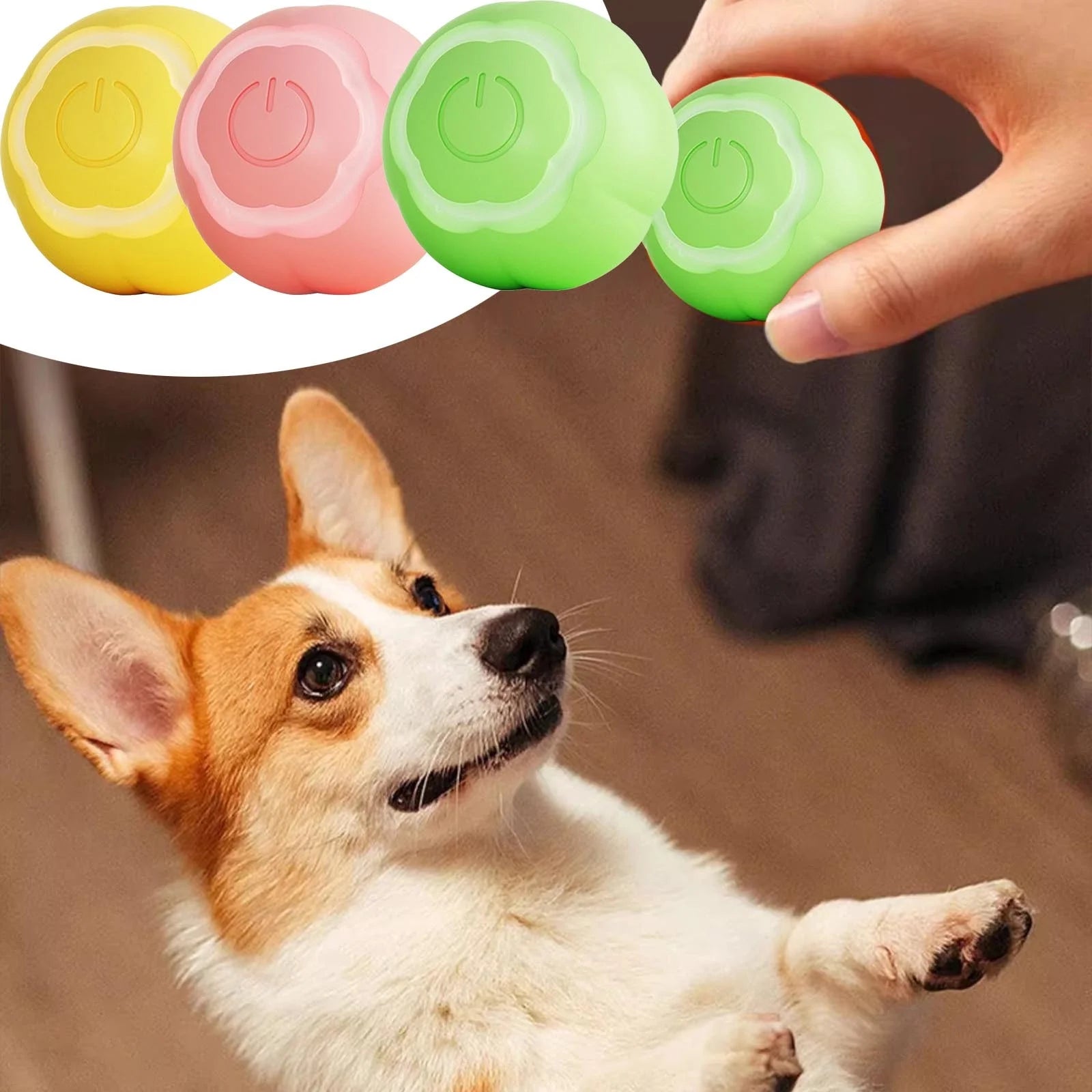 2024 New Pet Essentials Clearance Automatic Smart Teasing Dog Ball Gravity Intelligent Jump Ball Electric Charging Dog Toy Yellow