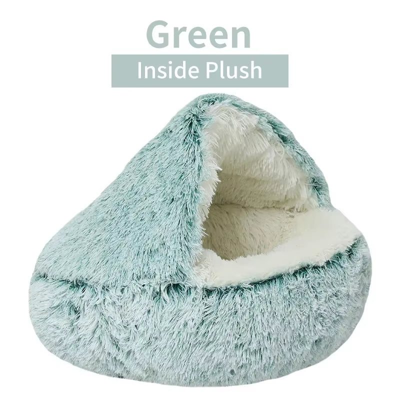 Premium 2-in-1 Winter Plush Cat Bed and Cushion - Cozy Nest for Small Dogs and Cats